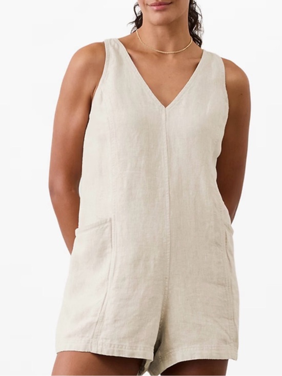 Athleta Pants - Athleta Natural V-Neck Linen Romper